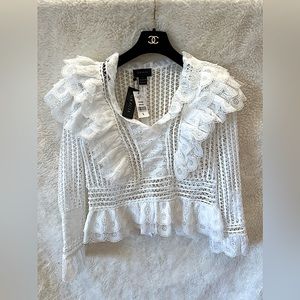 GRACIA White Lace Blouse Size L